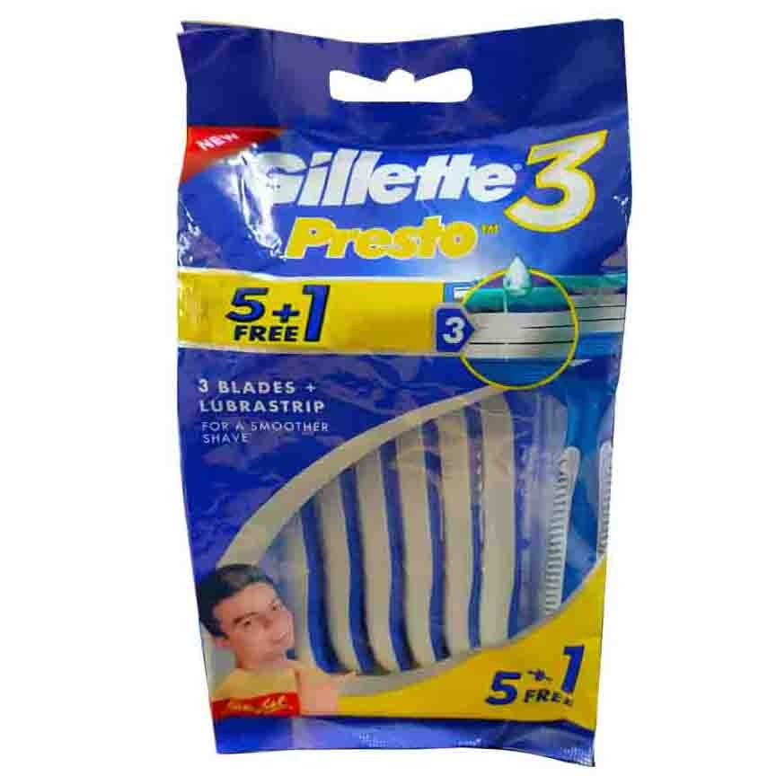 Gillette 3    Presto Disposable Razor - Pouch Pack of 6N - P/C * 3003