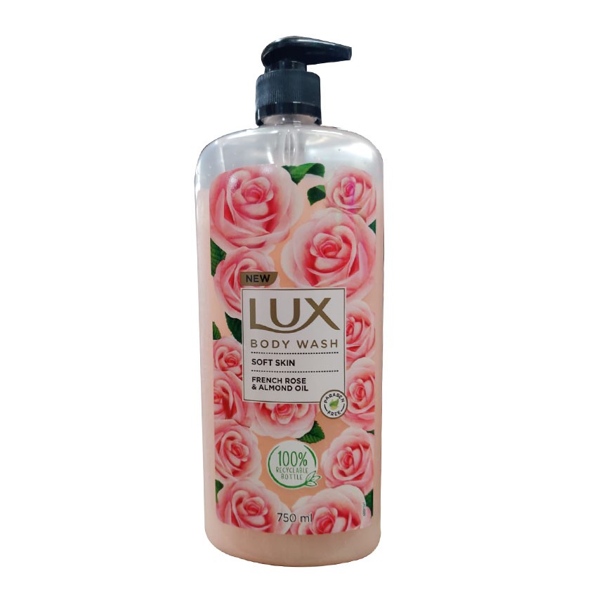 Lux Body Wash - Bottle of 750ml with Pump - Soft Skin - French Rose Almond Oil  P/C - 4549