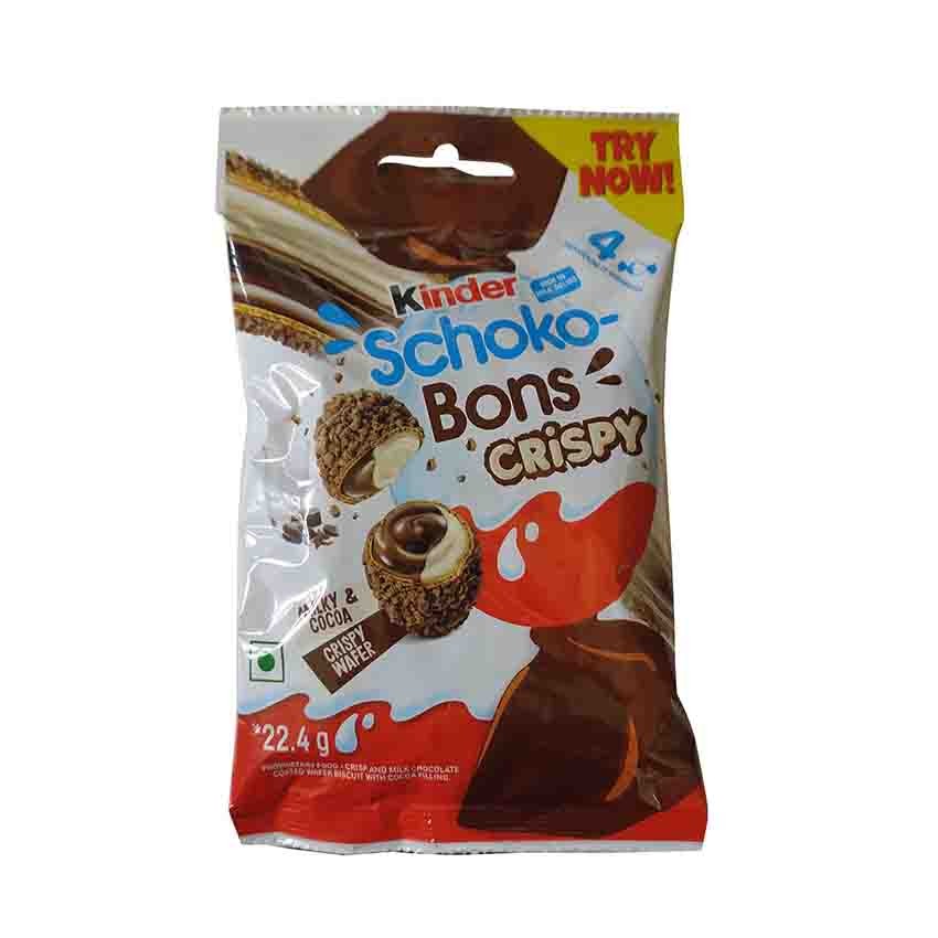 Ferrero Kinder Schoko Bons Crispy - Pack of 22.4g - Milky & Cocoa (Hanger)- P/C - 5141